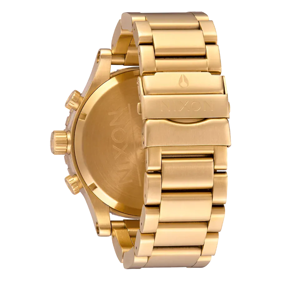 Nixon 51-30 Chronograph Gold Dial Gold Steel Strap Watch for Men - A083-502