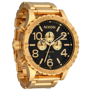 Nixon 51-30 Chrono Black Dial Gold Steel Strap Watch for Men - A083-510