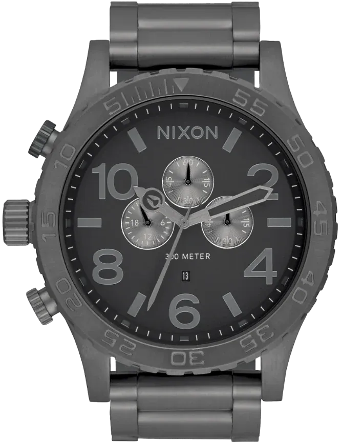 Nixon 51-30 Chrono Gunmetal Dial Gunmetal Steel Strap Watch for Men - A083-632