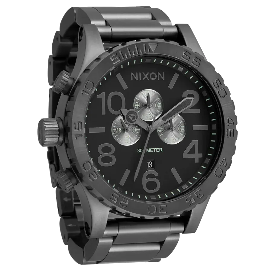Nixon 51-30 Chrono Gunmetal Dial Gunmetal Steel Strap Watch for Men - A083-632