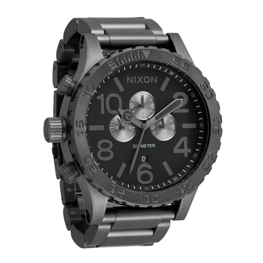 Nixon 51-30 Chronograph Grey Dial Grey Steel Strap Watch for Men - A083-1062