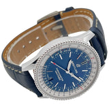 Breitling Navitimer Automatic 38mm Blue Dial Blue Leather Strap Mens Watch - A17325211C1P1