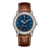 Breitling Navitimer Automatic 38mm Blue Dial Brown Leather Strap Mens Watch - A17325211C1P2