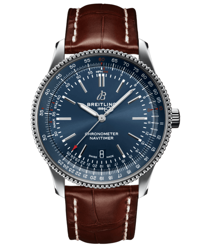 Breitling Navitimer 1 Automatic 41mm Blue Dial Brown Steel Strap Watch for Men - A17326161C1P1
