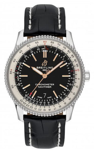 Breitling Navitimer 1 Automatic 41mm Black Dial Black Leather Strap Mens Watch - A17326211B1P1