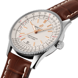 Breitling Navitimer 1 Automatic 41mm White Dial Brown Leather Strap Mens Watch - U17326241G1P2