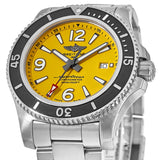 Breitling Superocean Automatic 44mm Yellow Dial Silver Steel Strap Watch for Men - A17375211/1A1