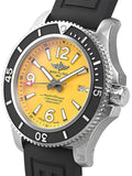 Breitling Superocean Automatic 44mm Yellow Dial Black Rubber Strap Watch for Men - A17367021I1S1