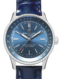 Breitling Navitimer Automatic 35 Blue Dial Blue Leather Strap Watch for Men - A17395161C1P1