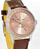 Breitling Navitimer Automatic 35 Brown Dial Brown Leather Strap Watch for Men - A17395201K1P1