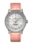 Breitling Navitimer Automatic 35 Mother of Pearl Dial Pink Leather Strap Watch for Women - A17395211A1P3