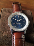 Breitling Navitimer 1 Automatic 41mm Blue Dial Brown Leather Strap Mens Watch - A17326211C1P1