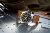 Breitling Avi Chronograph 42 P-51 Mustang Black Dial Brown Leather Strap Watch for Men - A233803A1B1X1