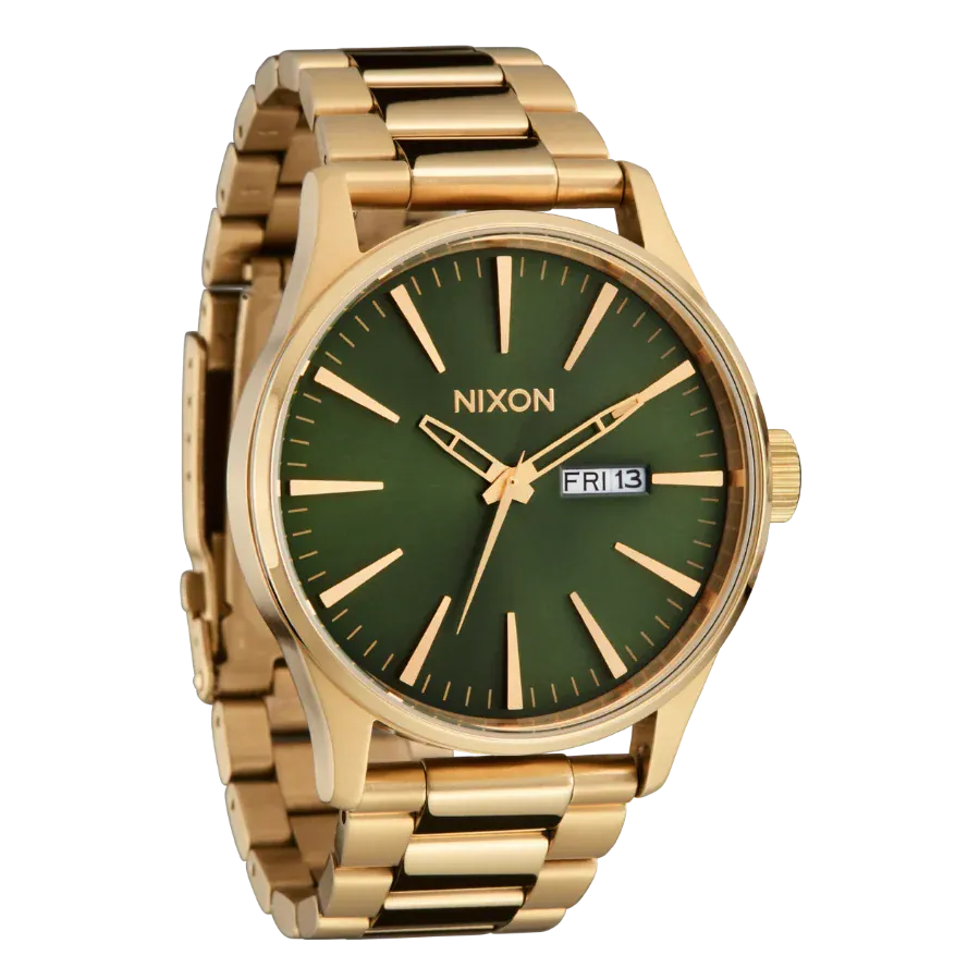 Nixon Sentry Green Dial Gold Steel Strap Watch for Men - A356-1919
