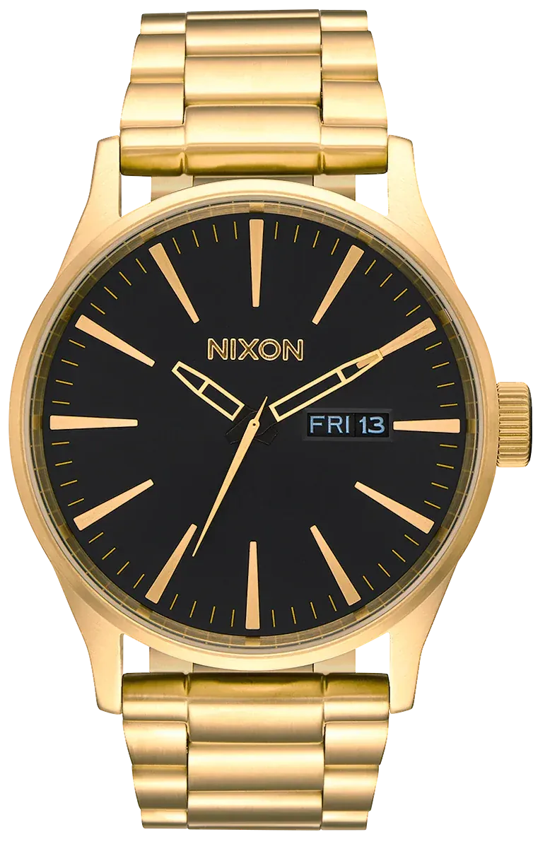 Nixon Sentry Black Dial Gold Steel Strap Watch for Men - A356-510
