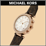 Michael Kors Parker Chronograph White Dial Brown Leather Strap Watch For Women - MK6917