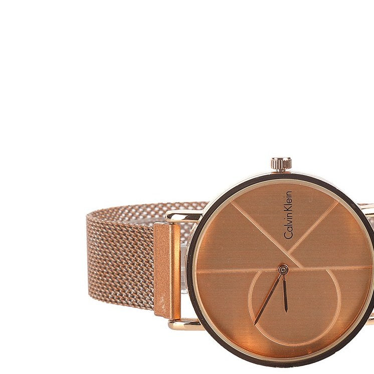 Calvin Klein Minimal Quartz Pink Gold Dial Pink Gold Mesh Bracelet Watch for Men - K3M11TFK