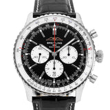 Breitling Navitimer B01 Chronograph 46 Black Dial Black Leather Strap Watch for Men - AB0137211B1P1