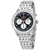 Breitling Navitimer B01 Chronograph 43 Black Dial Silver Steel Strap Watch for Men - AB0138211B1A1