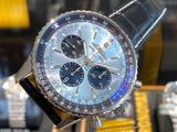 Breitling Navitimer B01 Chronograph 43 Blue Dial Black Leather Strap Watch for Men - AB0138241C1P1