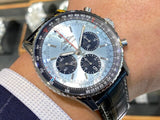 Breitling Navitimer B01 Chronograph 43 Blue Dial Black Leather Strap Watch for Men - AB0138241C1P1