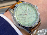 Breitling Premier B09 Chronograph 40 Green Dial Brown Leather Strap Watch for Men - AB0930D31L1P1