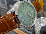 Breitling Premier B09 Chronograph 40 Green Dial Brown Leather Strap Watch for Men - AB0930D31L1P1