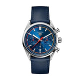 Tag Heuer Carrera Chronograph Blue Dial Blue Leather Strap Watch for Men - CBN201D.FC6543