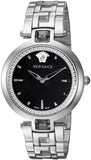 Versace Crystal Gleam Guilloche  Black Dial Silver Steel Strap Watch for Women - VAN030016