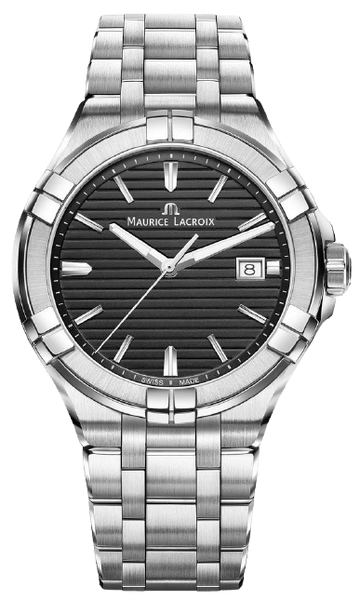 Maurice Lacroix Aikon Venturer Black Dial Silver Steel Strap Watch for Men - AI1008-SS002-331-1