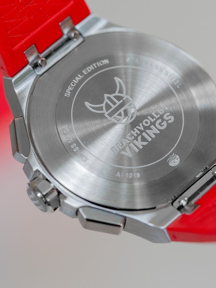 Maurice Lacroix Aikon Beach Volley Vikings Limited Edition Red Dial Red Rubber Strap Watch for Men - AI1018-SS001-530-6