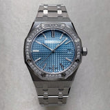 Audemars Piguet Royal Oak 50th Anniversary Diamond Ice Blue Dial Silver Steel Strap Watch for Men - 15551ST.ZZ.1356ST.01