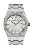 Audemars Piguet Royal Oak Quartz Diamonds White Dial Silver Steel Strap Watch for Women - 67651ST.ZZ.1261ST.01