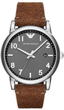 Emporio Armani Luigi Quartz Gray Dial Brown Leather Strap Watch For Men - AR11070