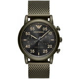 Emporio Armani Luigi Quartz Chronograph Black Dial Green Mesh Bracelet Watch For Men - AR11115