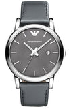 Emporio Armani Classic Quartz Grey Dial Grey Leather Strap Watch For Men - AR1730