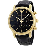 Emporio Armani Luigi Chronograph Black Dial Black Leather Watch For Men - AR1917