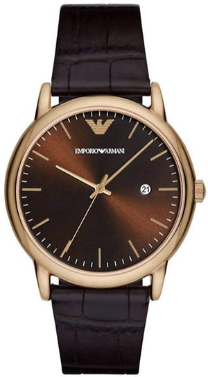 Emporio Armani Luigi Classic Brown Dial Brown Leather Strap Watch For Men - AR2503