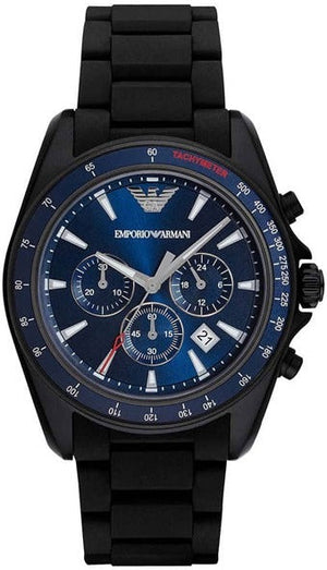 Emporio Armani Sigma Chronograph Blue Dial Black Silicone Strap Watch For Men - AR6121