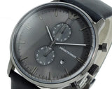 Emporio Armani Classic Grey Dial Grey Leather Strap Watch For Men - AR0388