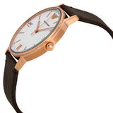 Emporio Armani Dress Quartz White Dial Brown Leather Strap Watch For Men - AR11011