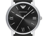 Emporio Armani Kappa Analog Quartz Black Dial Black Leather Strap Watch For Men - AR11013