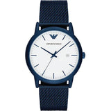 Emporio Armani Luigi Quartz White Dial Blue Mesh Bracelet Watch For Men - AR11025