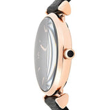 Emporio Armani Gianni T Bar Black Mother of Pearl Dial Black Leather Strap Watch For Women - AR11060