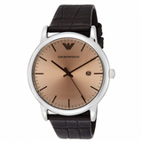 Emporio Armani Luigi Analog Bronze Dial Brown Leather Strap Watch For Men - AR11096