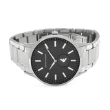 Emporio Armani Renato Quartz Black Dial Silver Steel Strap  Watch For Men - AR11118