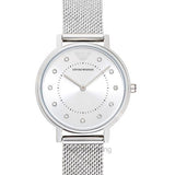 Emporio Armani Kappa Silver Dial Silver Mesh Bracelet Watch For Women - AR11128