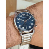 Emporio Armani Luigi Chronograph Blue Dial Silver Steel Strap Watch For Men - AR11132