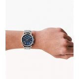 Emporio Armani Luigi Chronograph Blue Dial Silver Steel Strap Watch For Men - AR11132