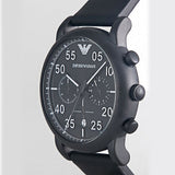 Emporio Armani Luigi Chronograph Black Dial Black Leather Strap Watch For Men - AR11133